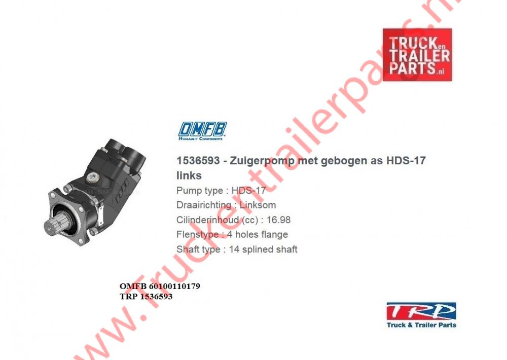 Piston pump serie HDS 17ltr Rotation left           