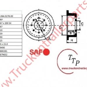 Brake drum SAF 367 x 200 SK              