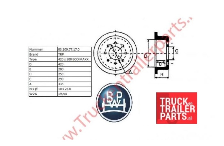 Brake drum BPW 420   200 ECO MAXX                