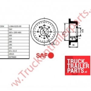 Brake drum SAF 300 x 200 ABS        