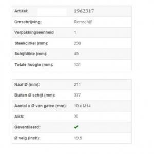Brakedisc Discos MB axle                  