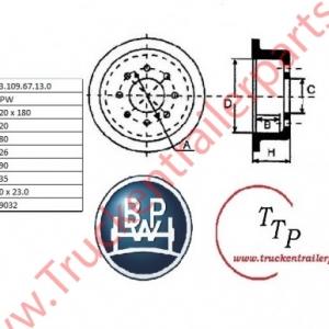 Brake drum BPW 420x180 HS               