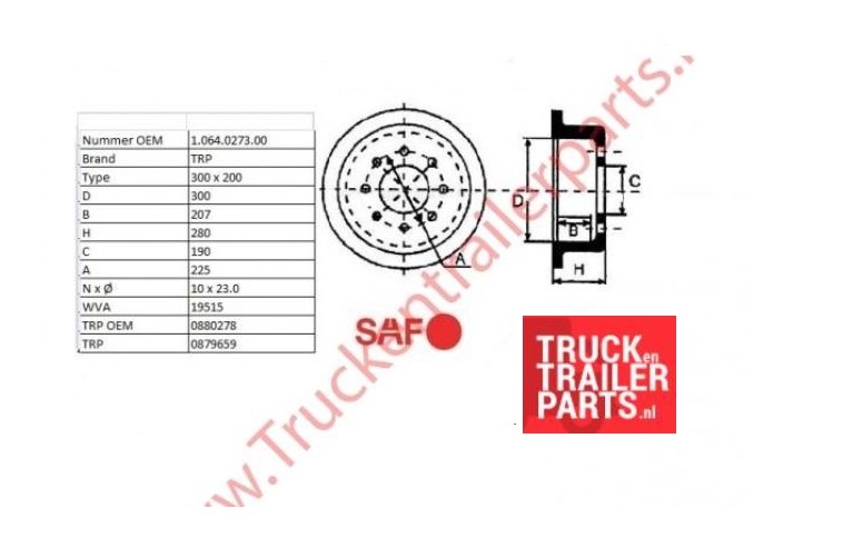 Brake drum 300   200               