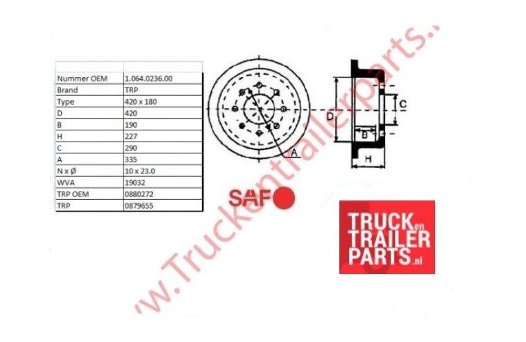 Brake drum  SAF 420x180               