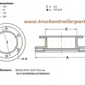 Brakedisc TRP MAN TGA rear                