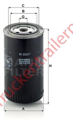 Oil filter element  Mann Hummel W950/7             