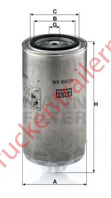 Fuel filter,element Moist,separator WK 950/19             