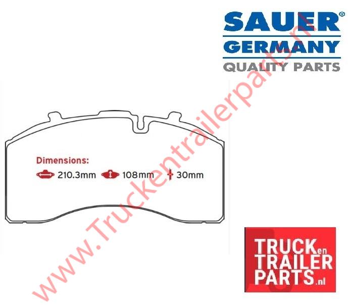 Brake Pad SAF,MB,Schmitz +beugel    