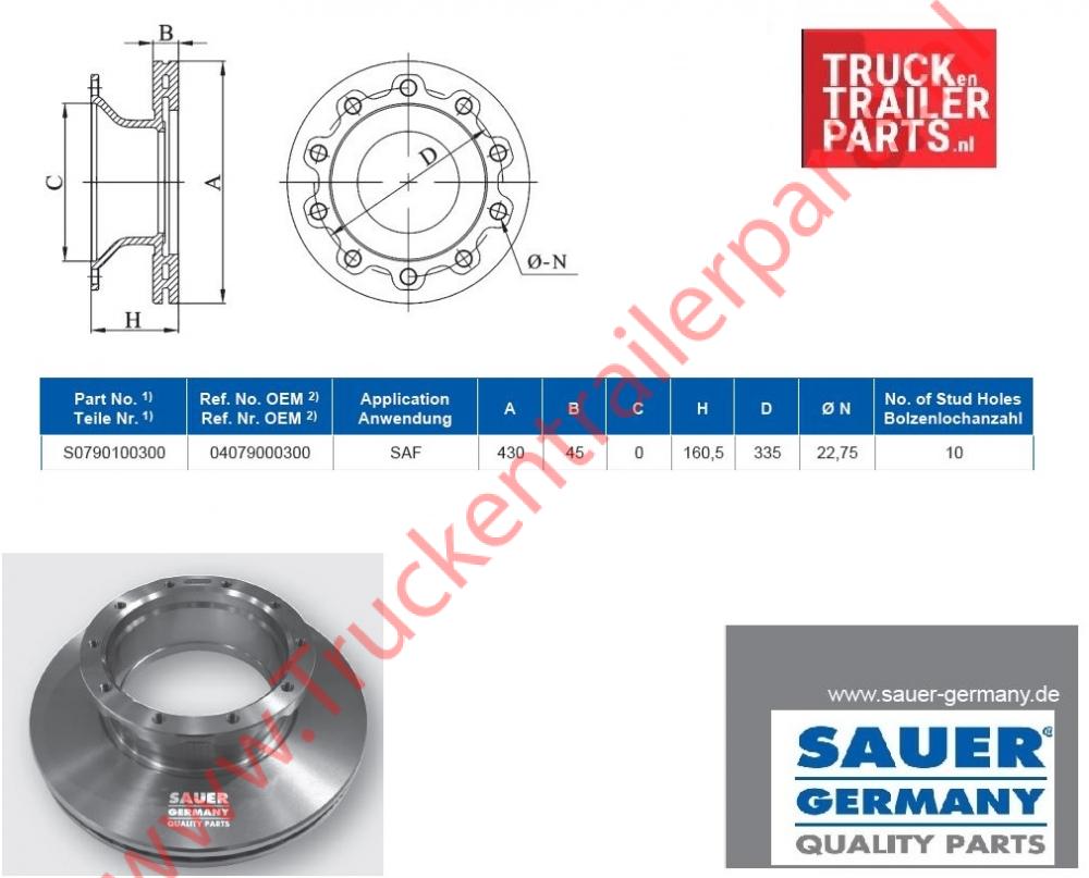 Brake Disc SAF 430x45x160,5        