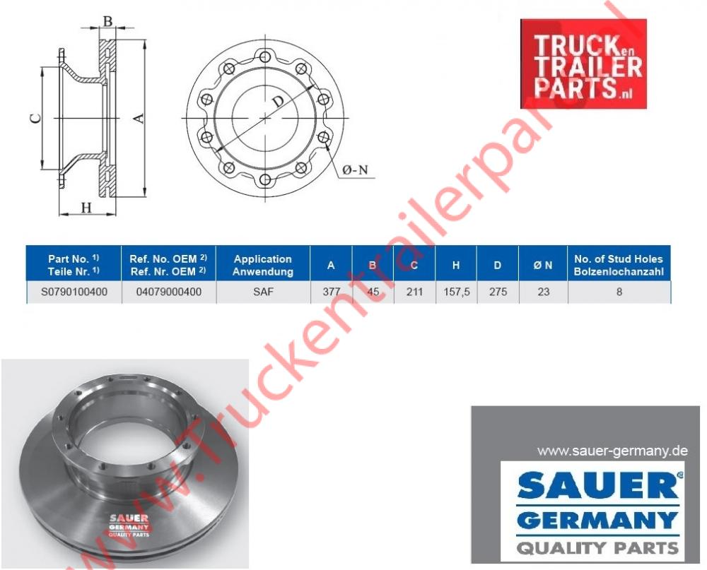 Brake Disc SAF 377x45x157,5        