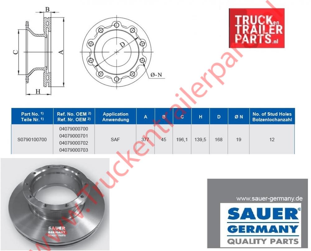 Brake Disc SAF 377x45x138,5        