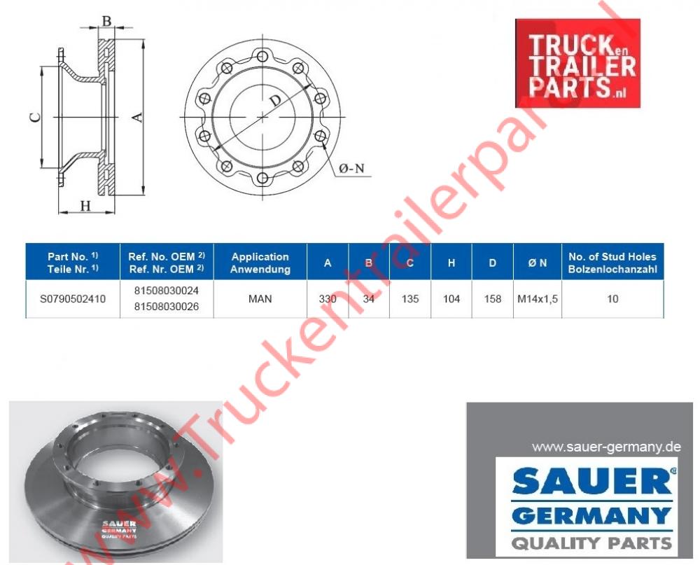 Brake Disc MAN 330x34x104          