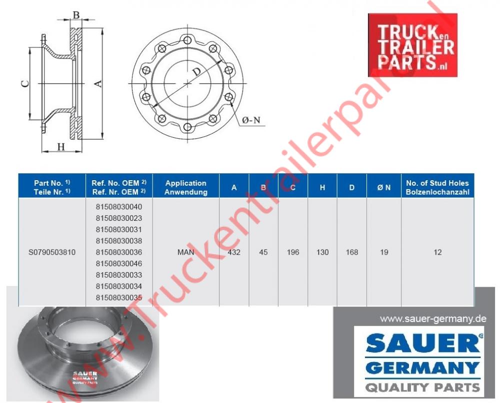 Brake Disc MAN 432x45x130          