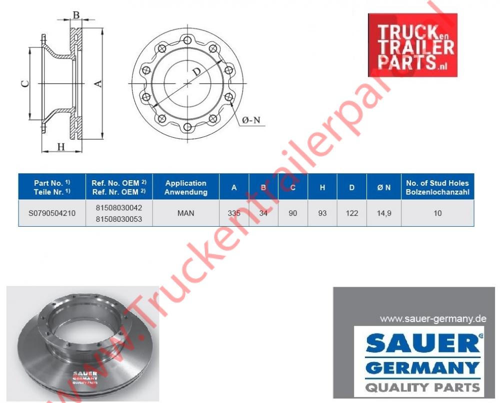 Brake Disc MAN 335x34x193          