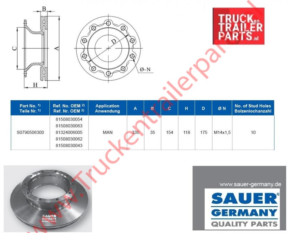 Brake Disc MAN 335x34x118          