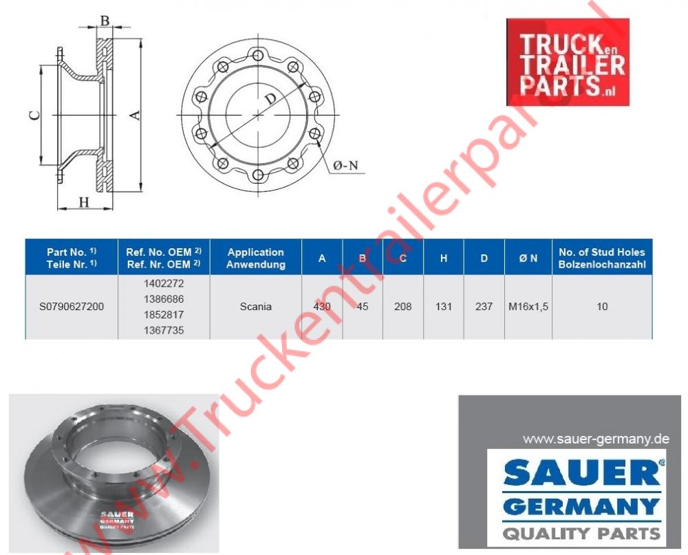 Scania 4 serie Brake Disc  22,5   