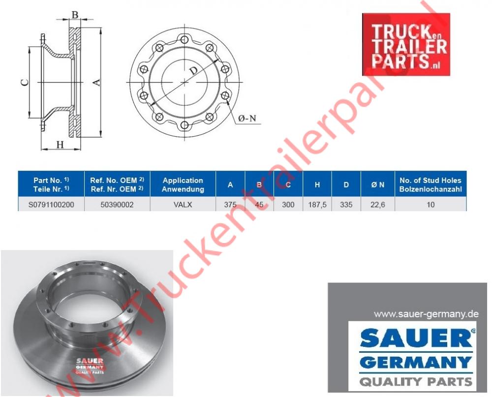 Brake Disc Valx 375x45x187,5       